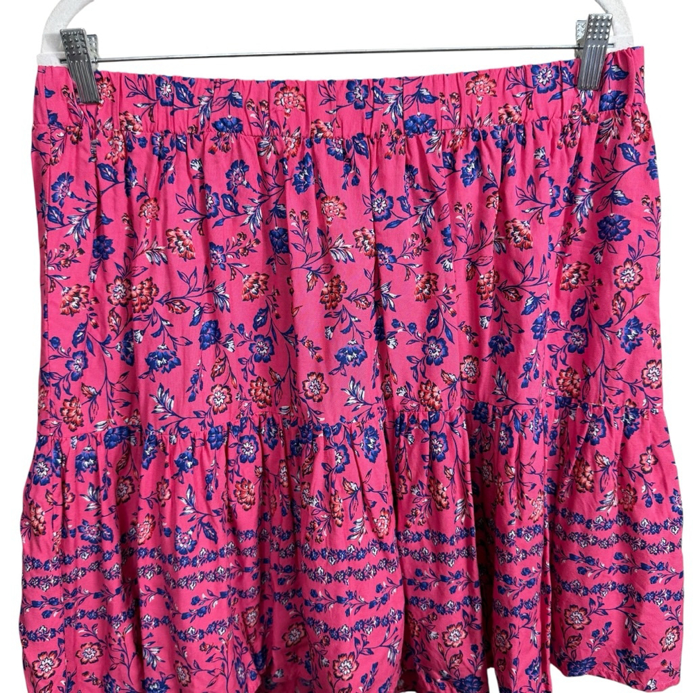 Lane Bryant Pink Floral Drop Waist Skirt Size 14/16 Boho Rayon - Picture 2 of 9